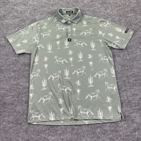 Bad Birdie Other - Bad Birdie Men's Sage Green Polo with White Desert Print